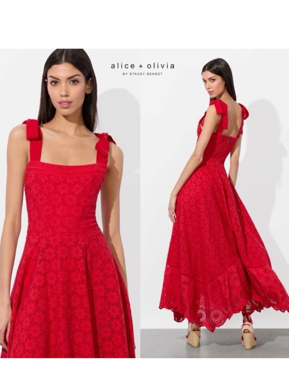 NWT Alice + Olivia Rosalee Eyelet Maxi Dress Size 4 - Picture 4 of 11